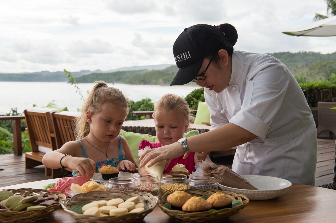 kids and chef at NIHI Sumba, Indonesia