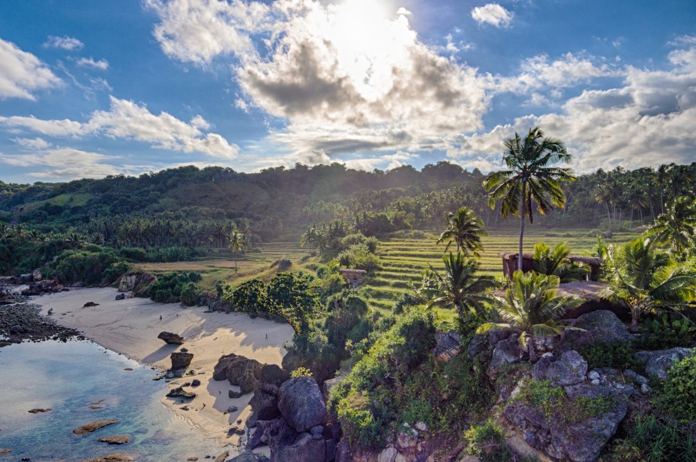 rice fields, beach and water at NIHI Sumba, Indonesia