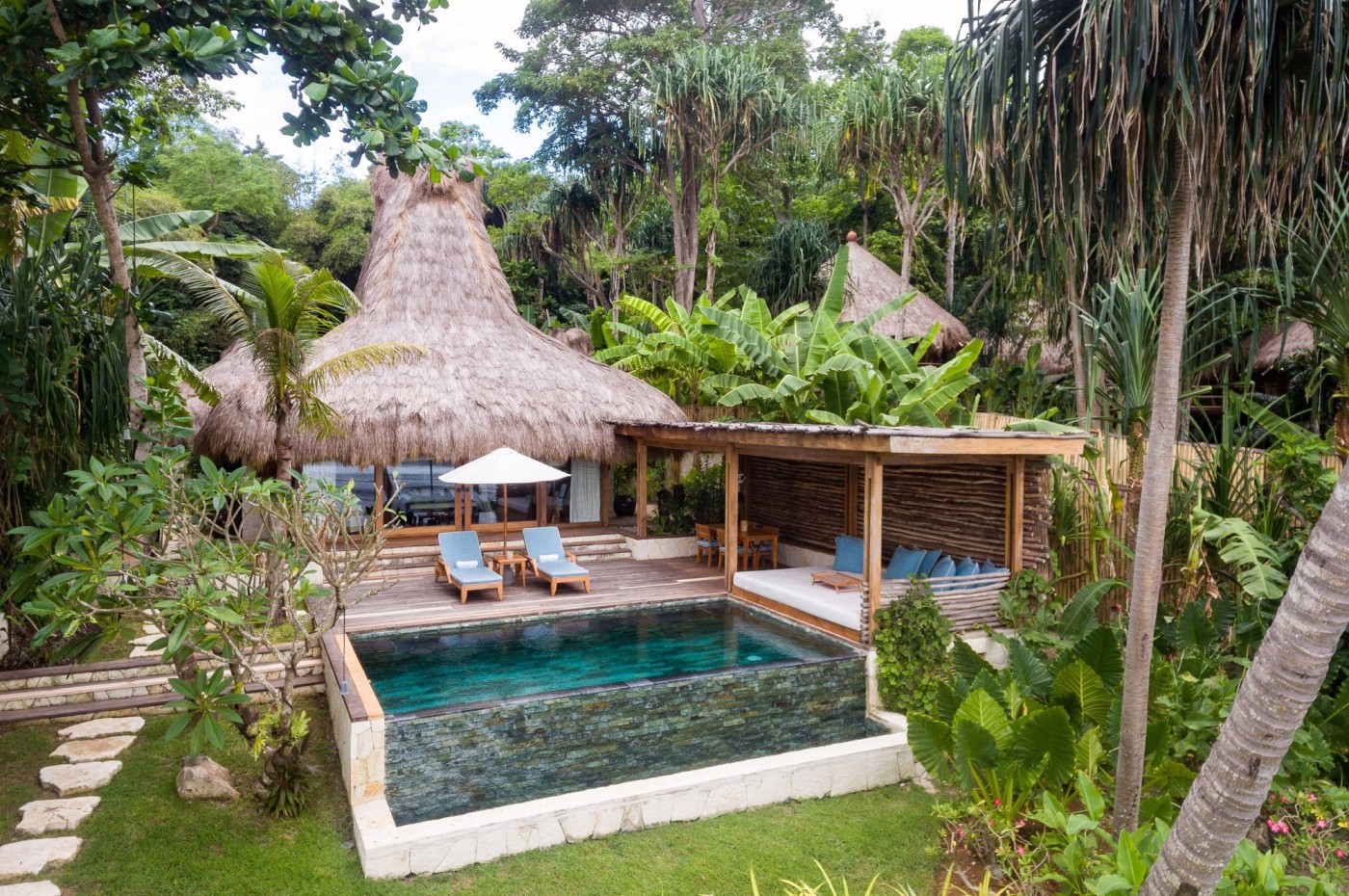 Pool villa overview at NIHI Sumba, Indonesia