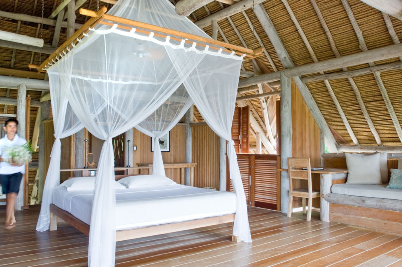 Rom and bed at Nikoi Island, Indonesia