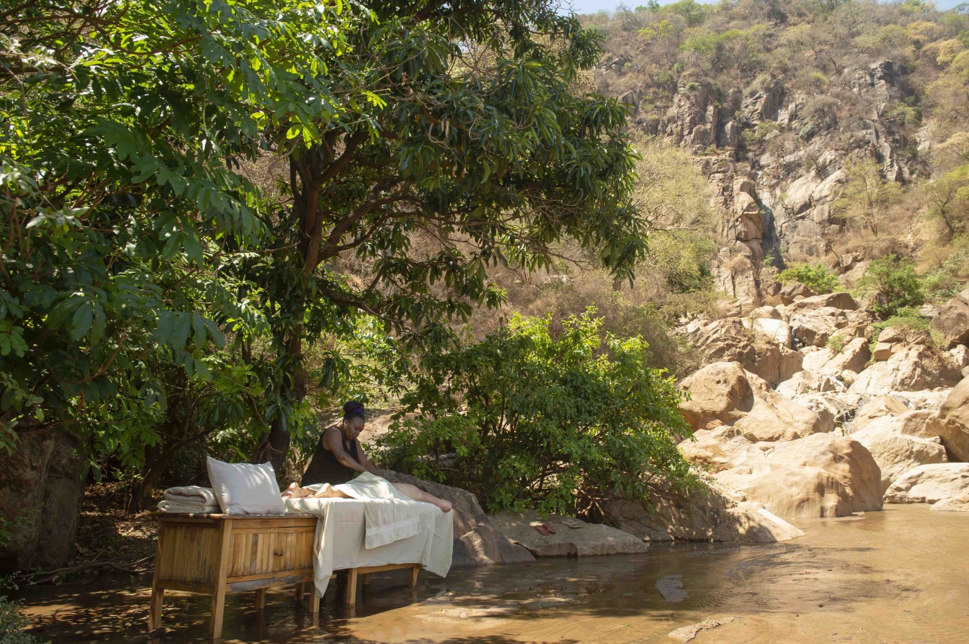 spa in the river at Wayo Manyara Green Camp, Tanzania