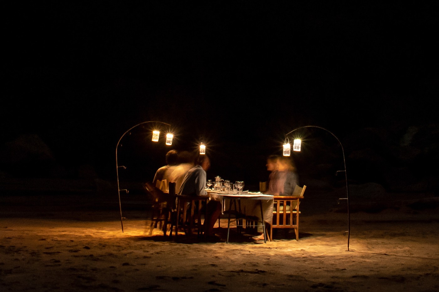 dinner in the night at Wayo Manyara Green Camp, Tanzania