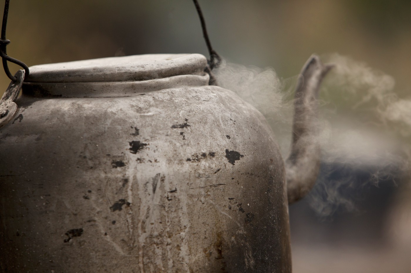 kettle boiling at Wayo Walking Safari Camp, Serengeti, Tanzania