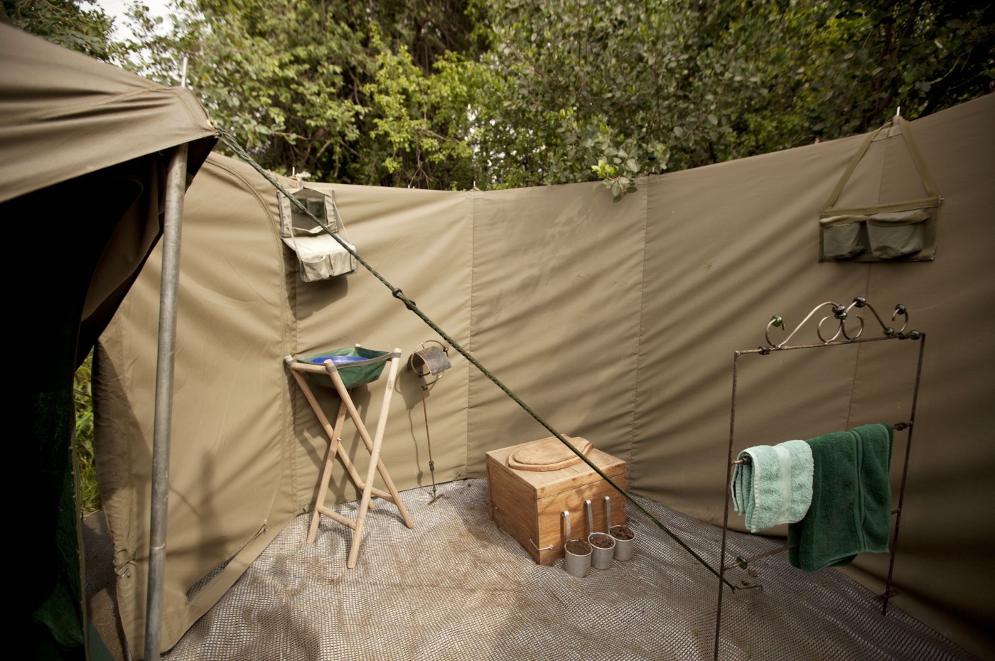 Bathroom setting at Wayo Walking Safari Camp, Serengeti, Tanzania