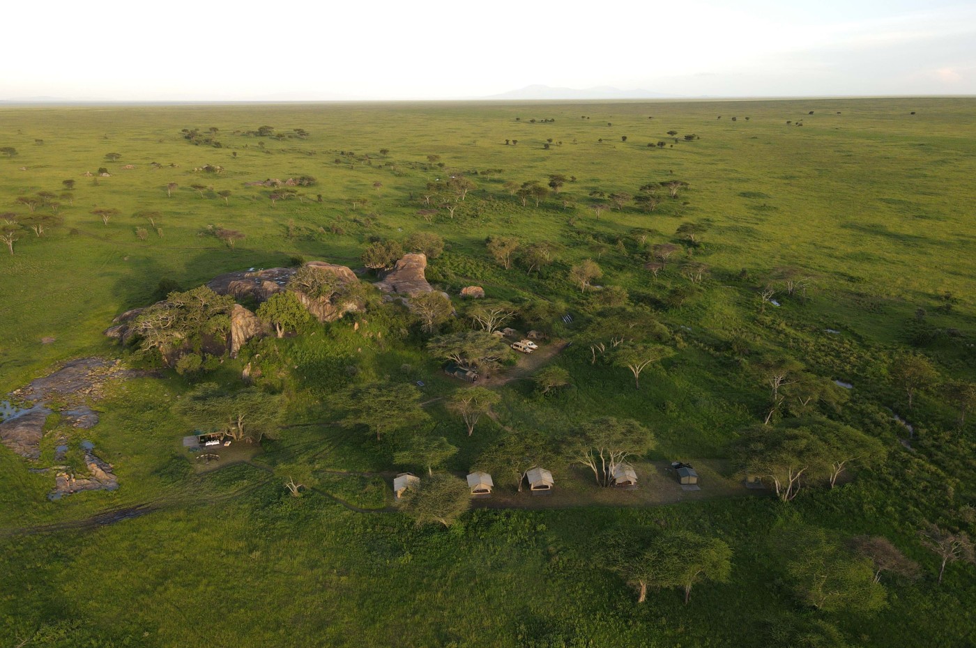 aerial photo of camp and tents on the serengeti - Wayo Walking Safari Camp, Serengeti, Tanzania